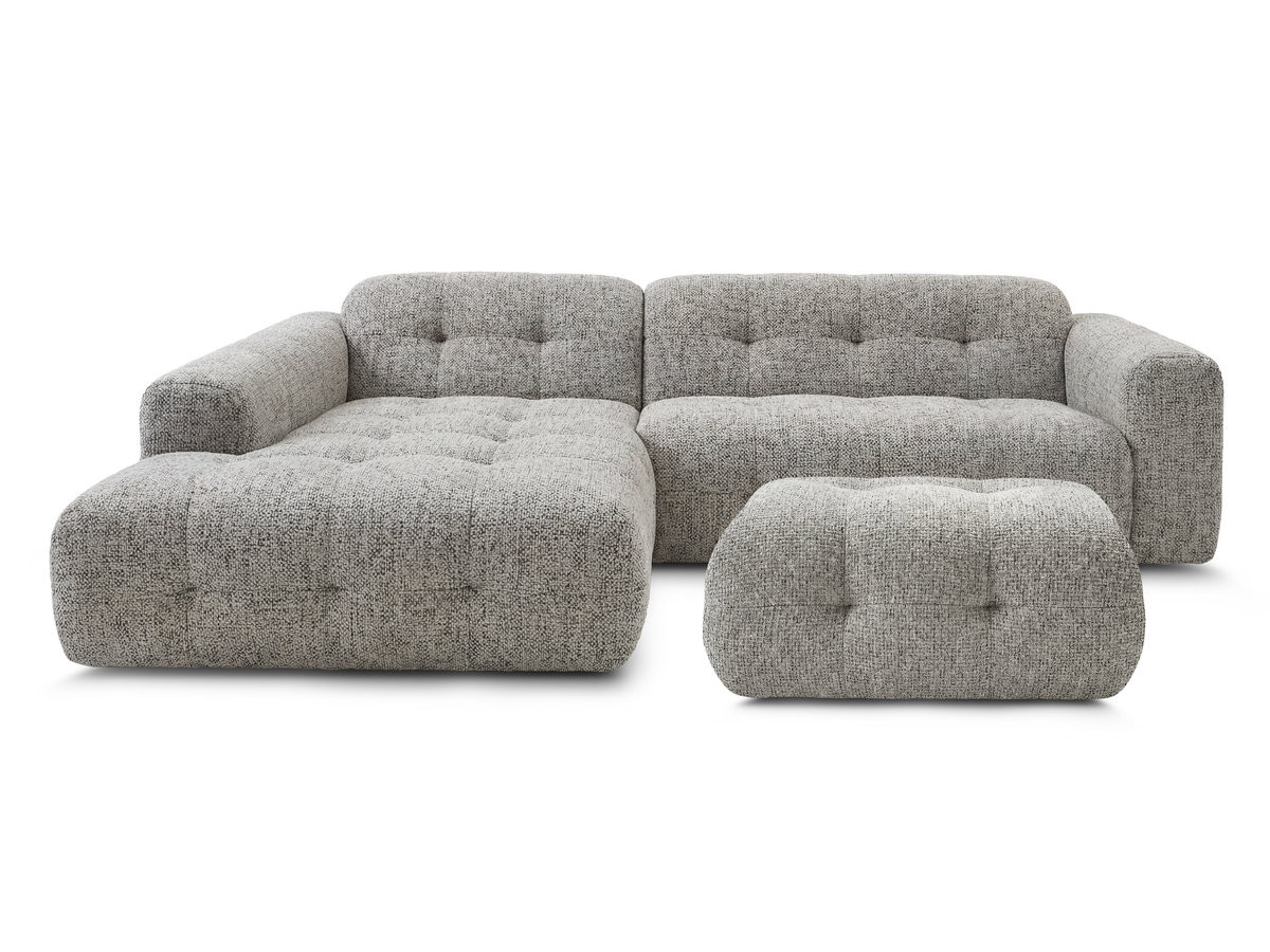 Bobochic Laura Ecksofa mit kleinem Pouf Melange-Stoff Taupe Ecke links