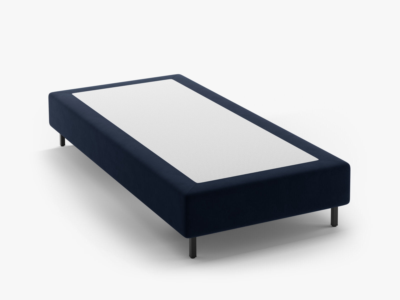 Micadoni Whale Polster-Bettgestell Samt Paris Dunkelblau Schwarzes Metall 100x200