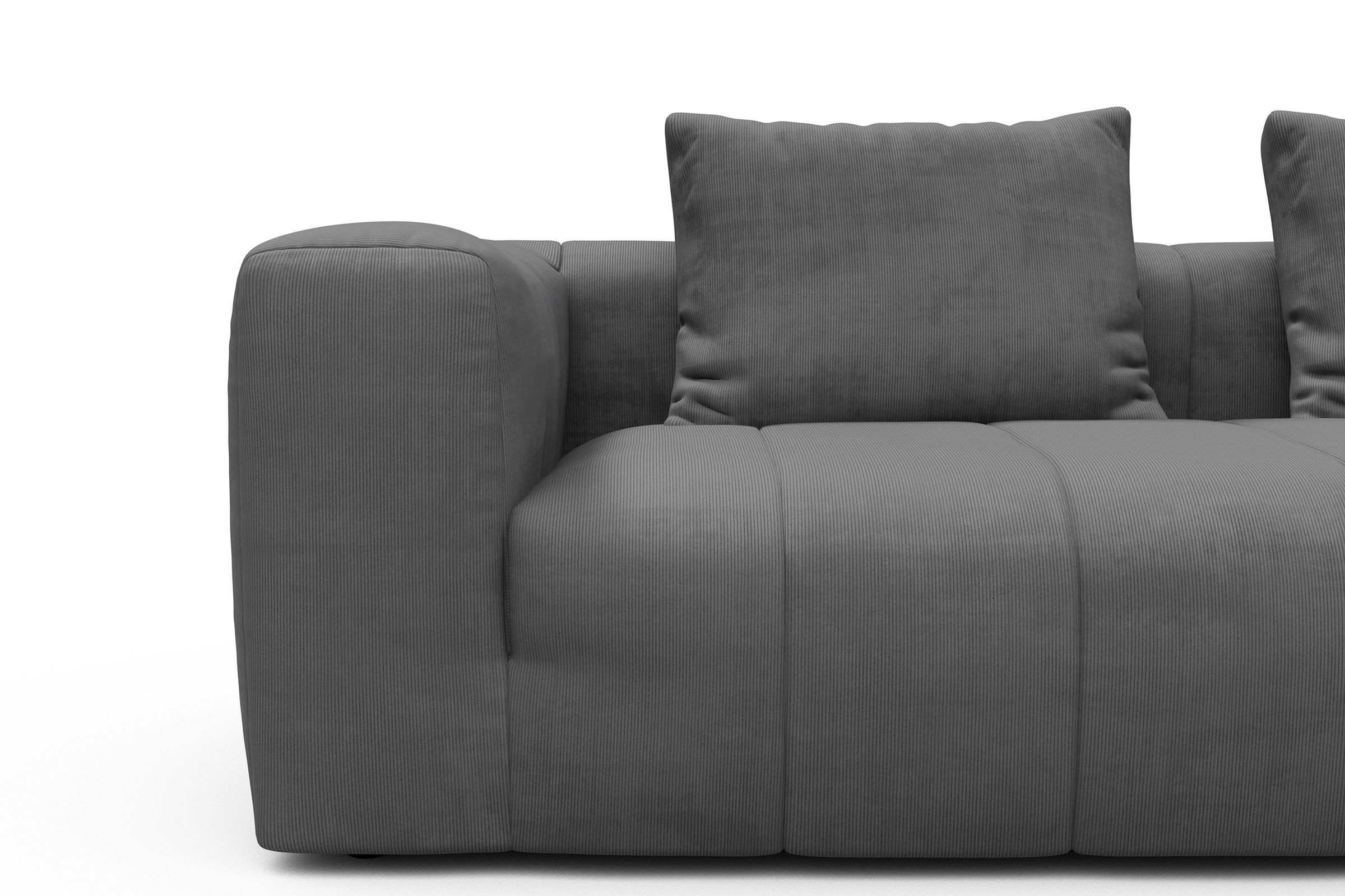 Ecksofa Hugo 2x 2,5-Sitzer Armlehne links Cordufine-Grey