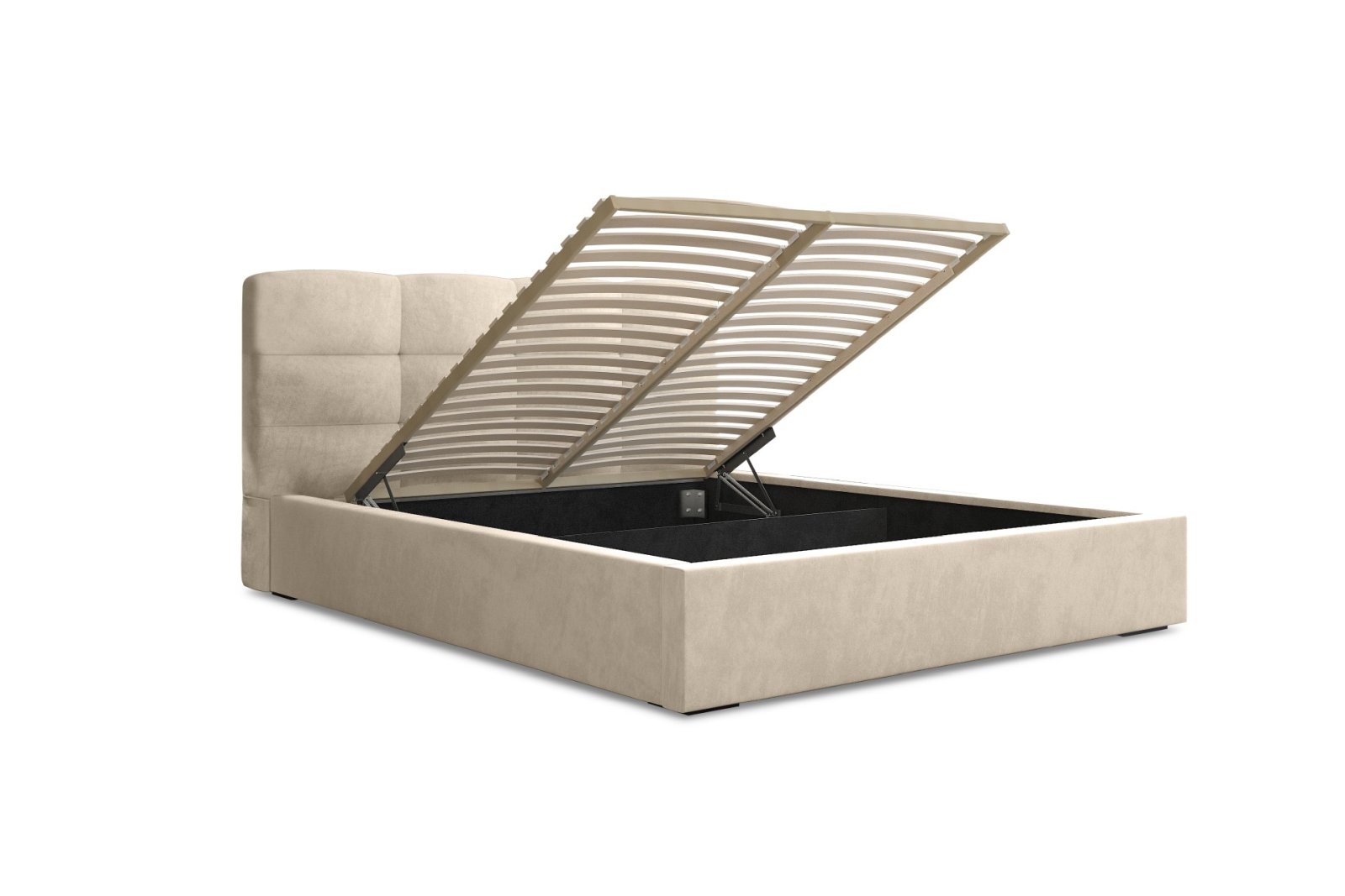 Polsterbett Navo Samtstoff 180x200 mit Holzrahmen Macau Sand
