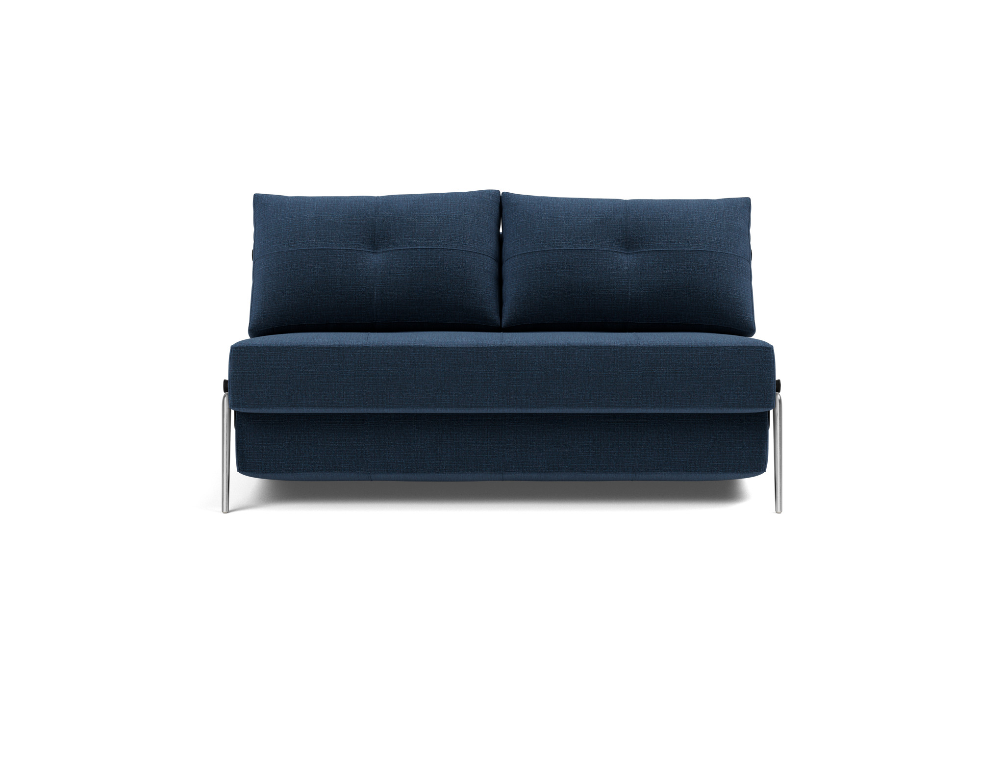 Schlafsofa Cubed 140 Chenille Esina 414-Indigo-Blue Beine Aluminium