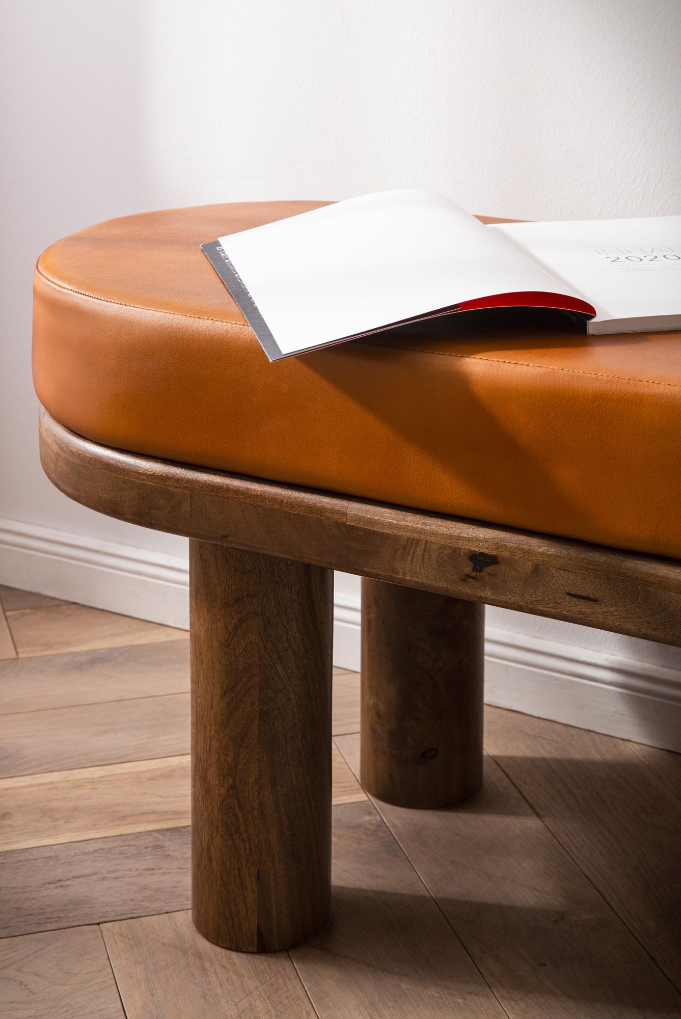 Sitzbank Moldjord Echtleder Braun 140 × 40 × 47 cm
