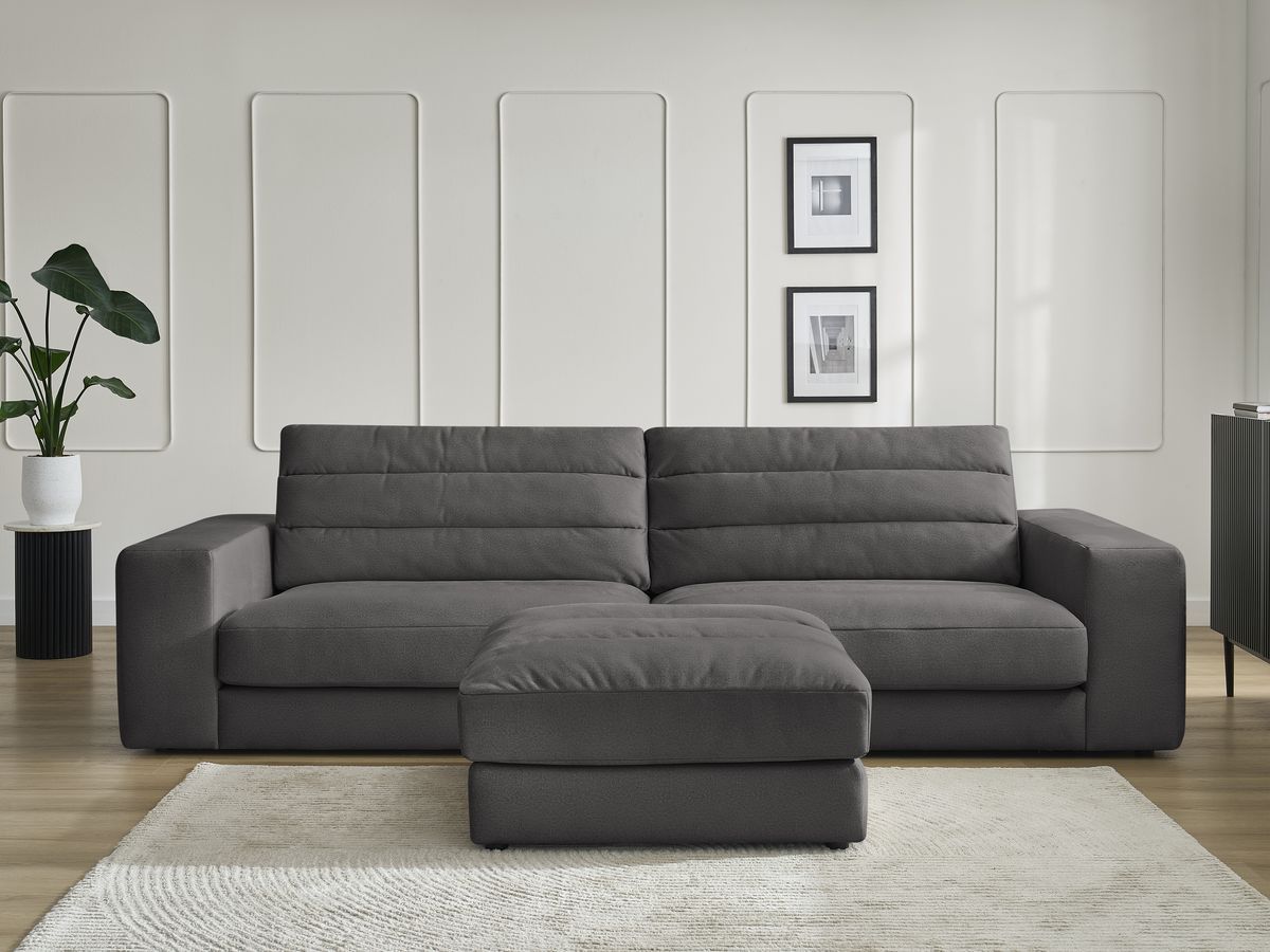 Bobochic Sierra Sofa 4-Sitzer mit Pouf Samt Schwarz
