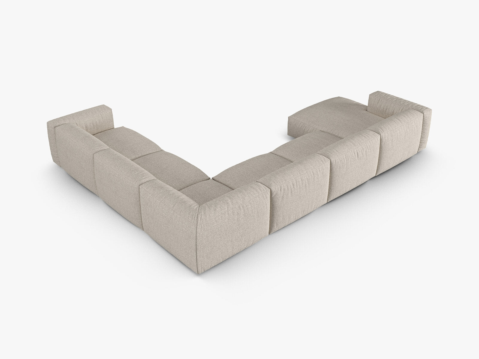 Micadoni modulares Ecksofa XL Martina 6-Sitzer 90cm Sitztiefe Rechts Boucle Monet Beige