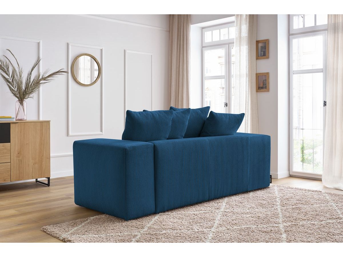 Bobochic Voltaire Sofa 2-Sitzer Cordsamt Dunkelblau