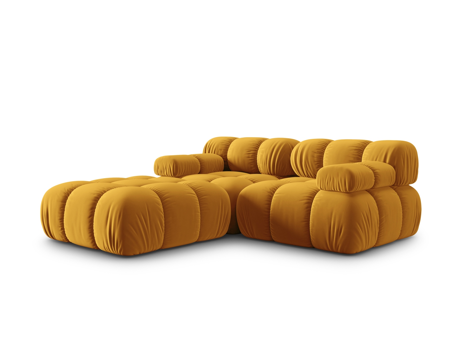 Micadoni Modulares Sofa Bellis 3-Sitzer mit flachem Modul Samt Bluvel Gelb