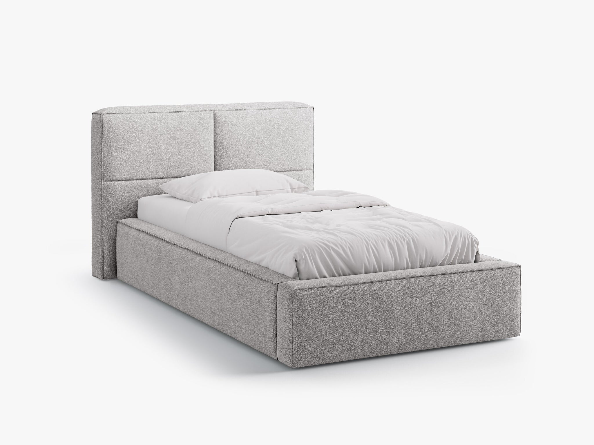 Micadoni Stauraumbett mit Kopfteil Darren Boucle Legend Dunkelbeige 90x200