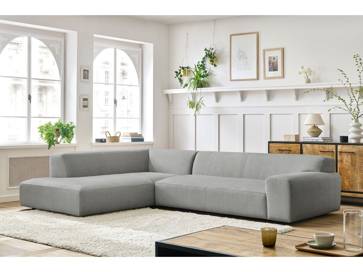 Bobochic Lavena Ecksofa 312 × 220 cm Samt Hellgrau Ecke links