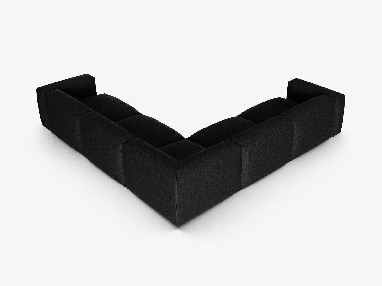 Micadoni modulares symmetrisches Ecksofa XL Martina 5-Sitzer 90cm Sitztiefe Strukturierter Stoff Boston Schwarz