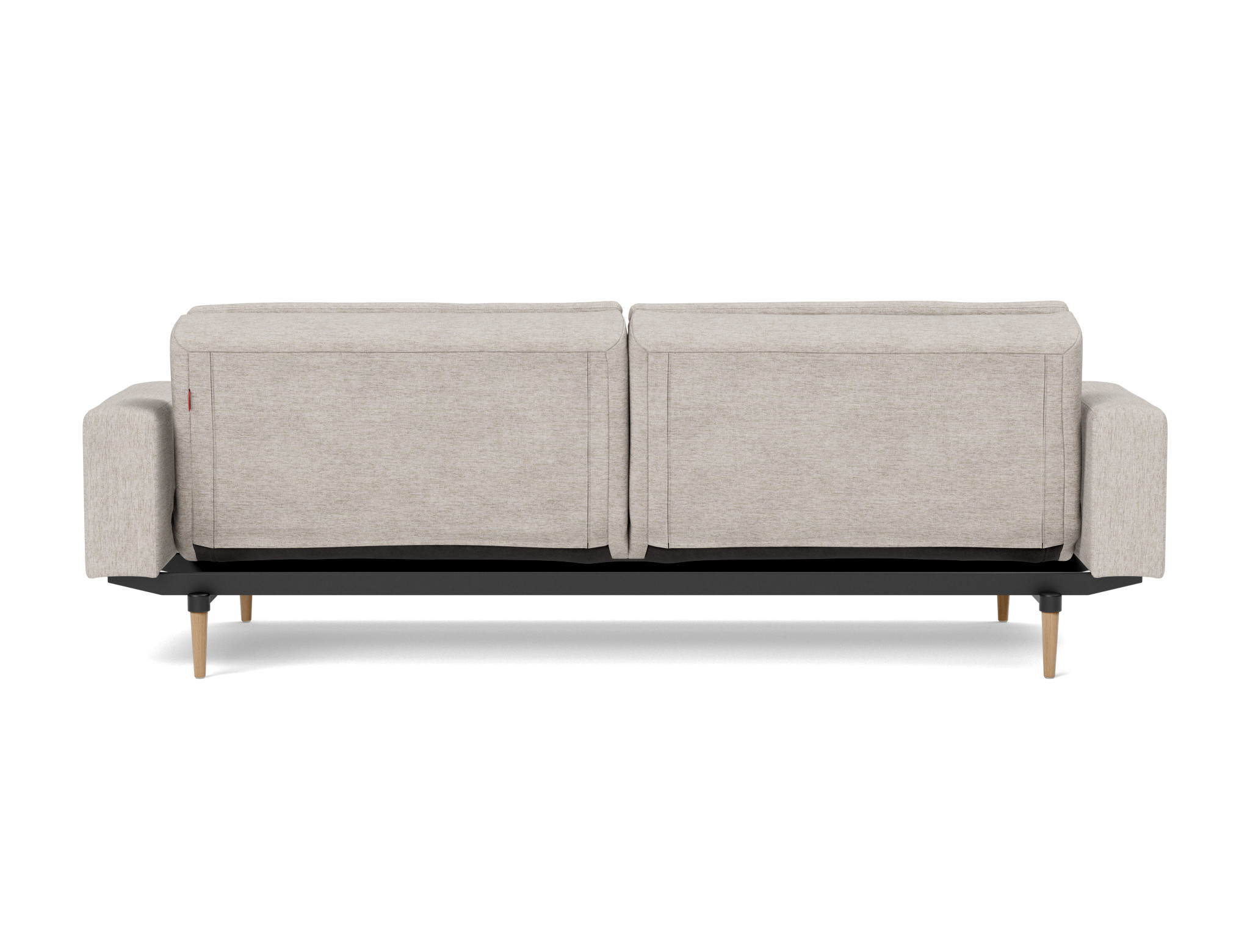 Schlafsofa Dublexo mit Armlehnen Chenille Yuveno 471-Sand Beine Styletto Eiche hell
