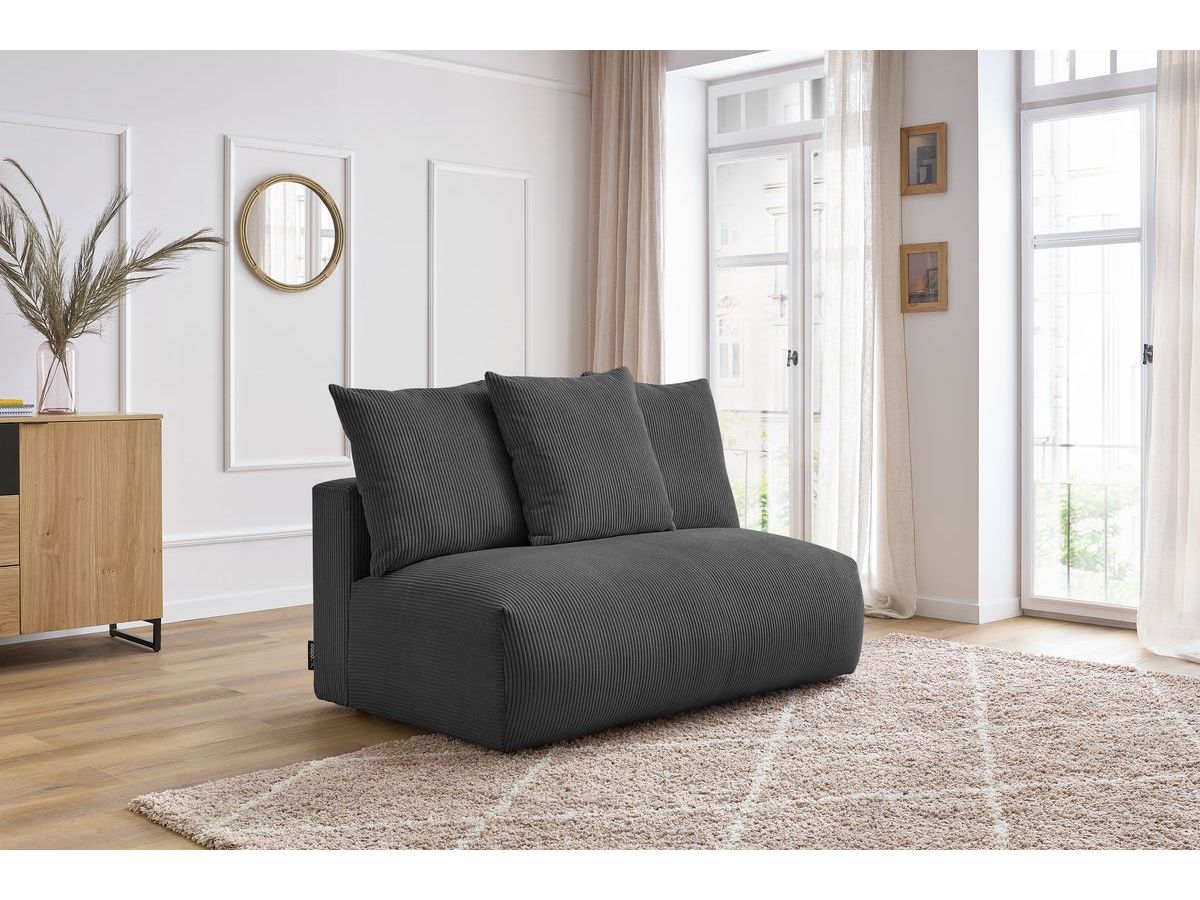 Bobochic Voltaire Sofamodul 2-Sitzer 142 × 100 cm Cordsamt Dunkelgrau