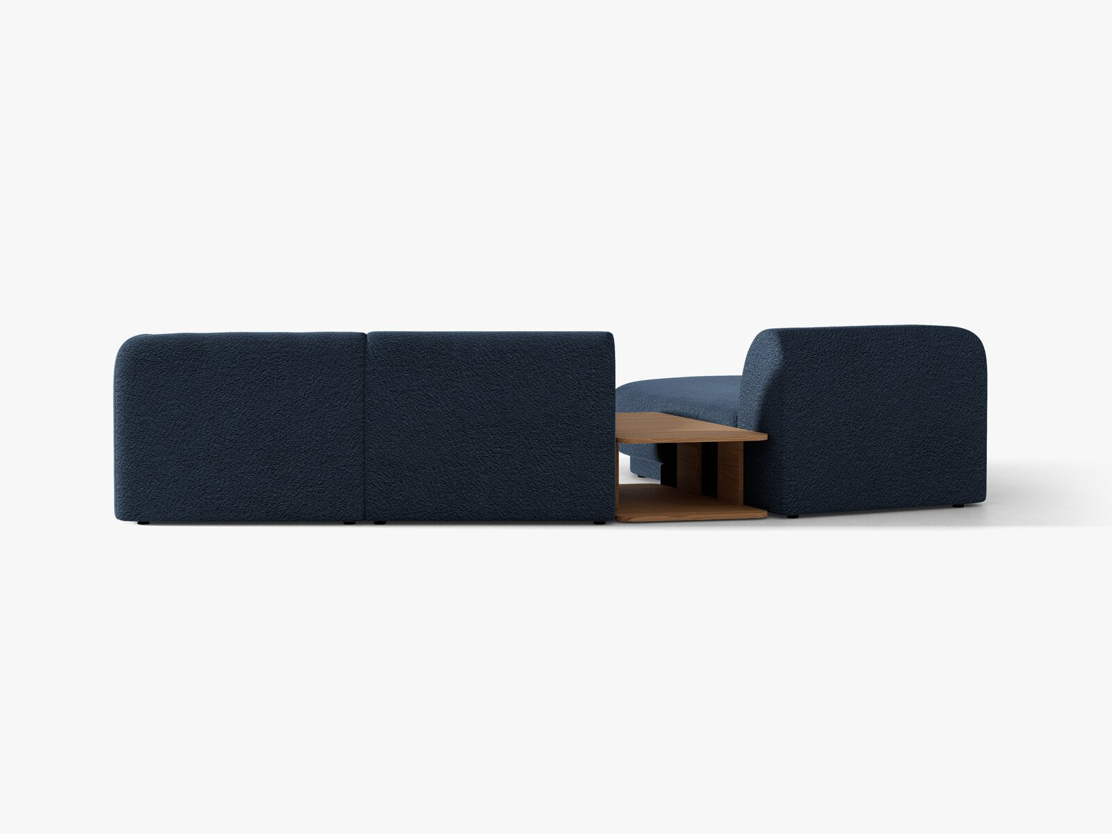 Micadoni Modulares Sofa Miley mit Recamiere 3-Sitzer Links Boucle Baloo Dunkelblau