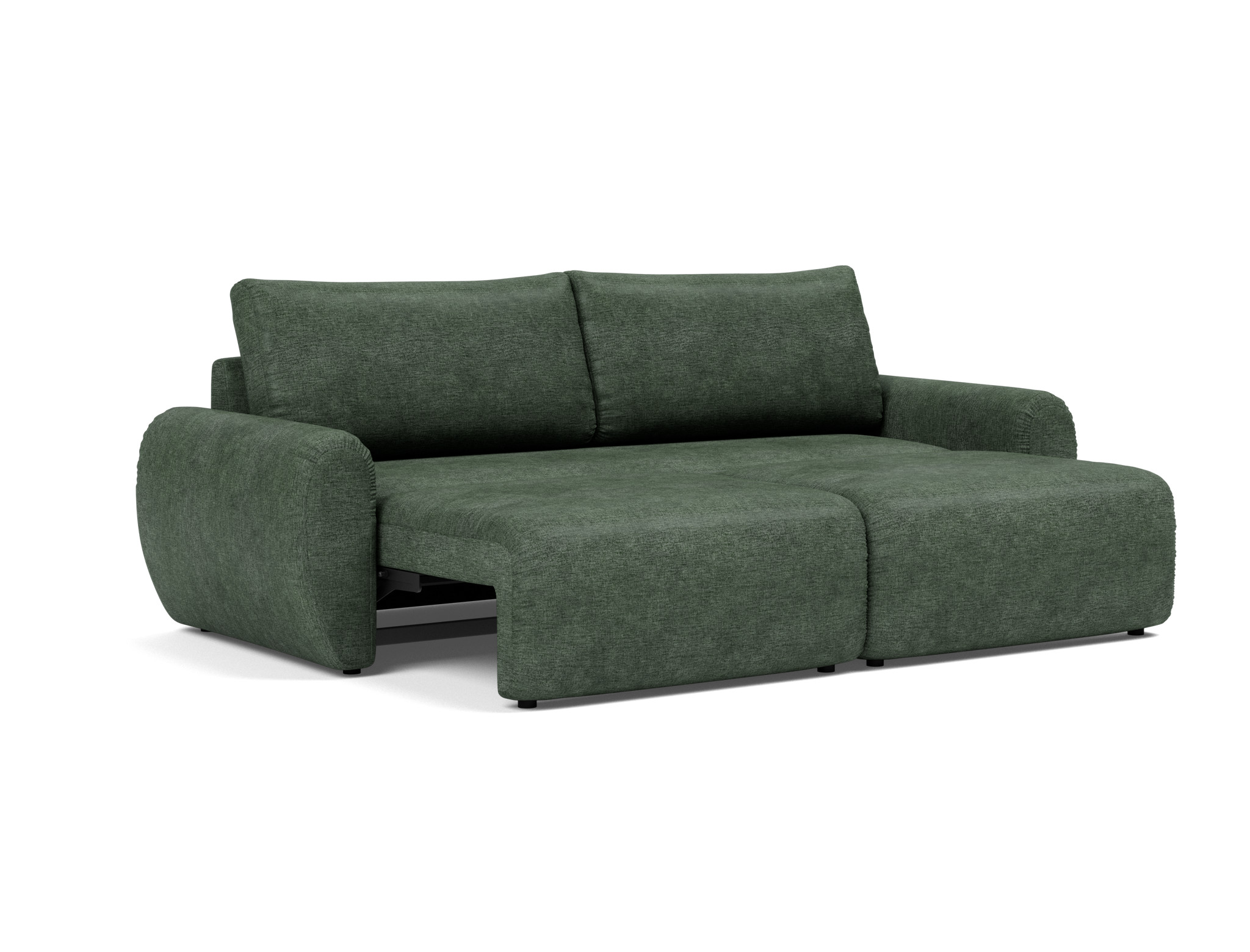 Schlafsofa Norum mit Curve-Armlehnen Flachgewebe Avella 281-Pine-Green
