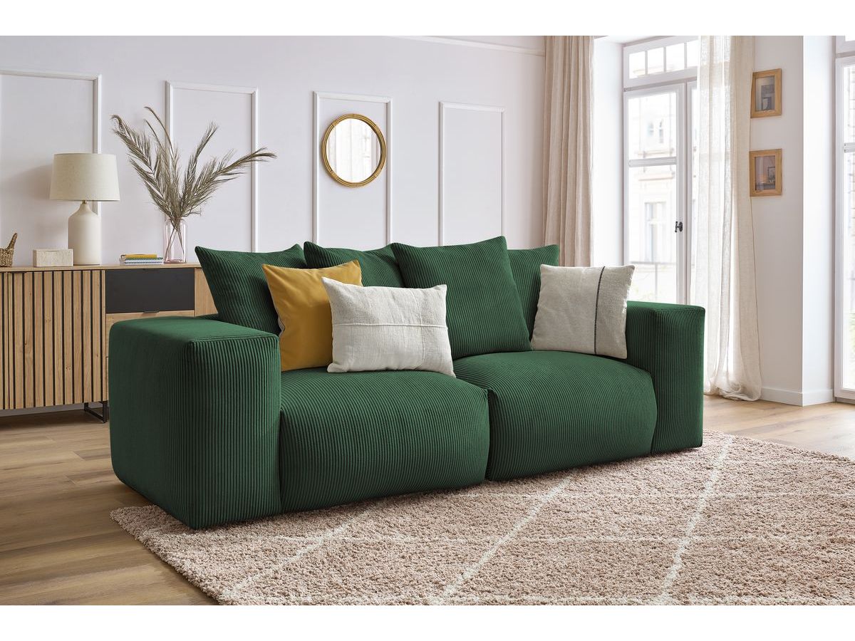 Bobochic Voltaire Sofa 3-Sitzer 248 × 100 cm Cordsamt Grün