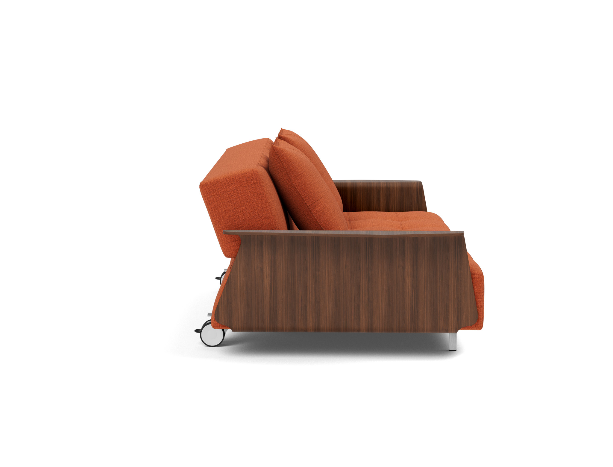 Schlafsofa Long Horn D.E.L. mit Armlehnen Chenille Esina 412-Rust-Orange