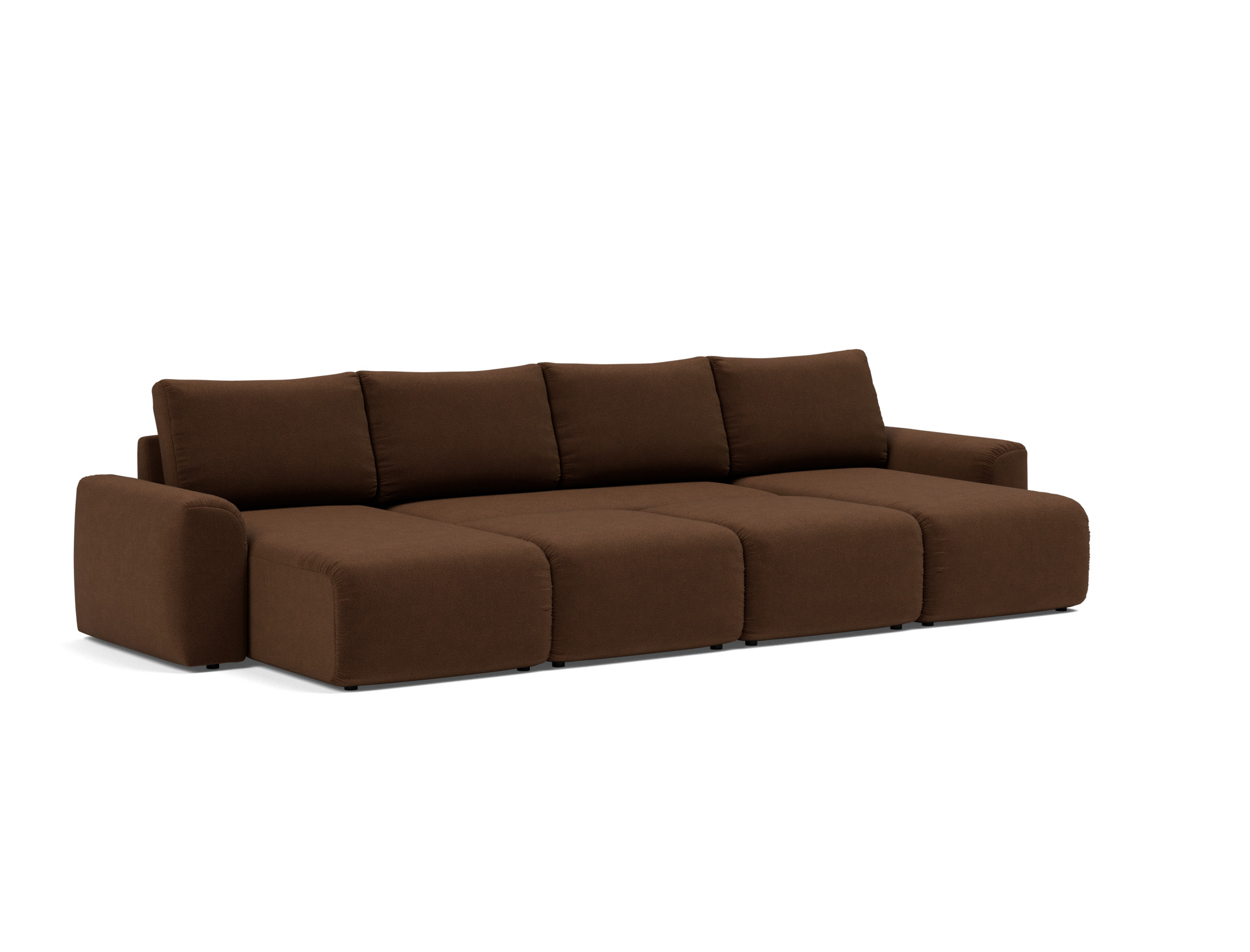 Schlafsofa Norum U-Form mit Chunky-Armlehnen Strukturierter Stoff Taura 359-Cappuccino