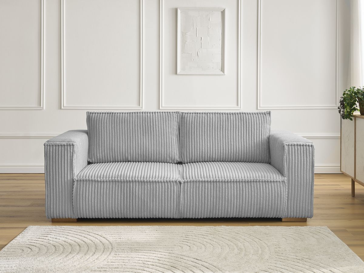 Bobochic Chelsea Sofa 2-Sitzer Breitcord weich Hellgrau
