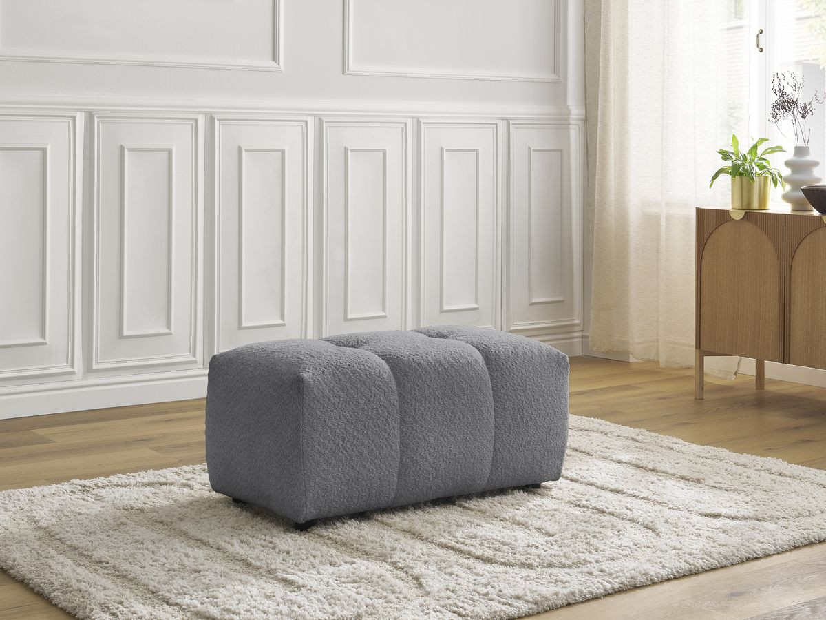 Bobochic Roxelane Pouf Bouclé-Stoff Dunkelgrau
