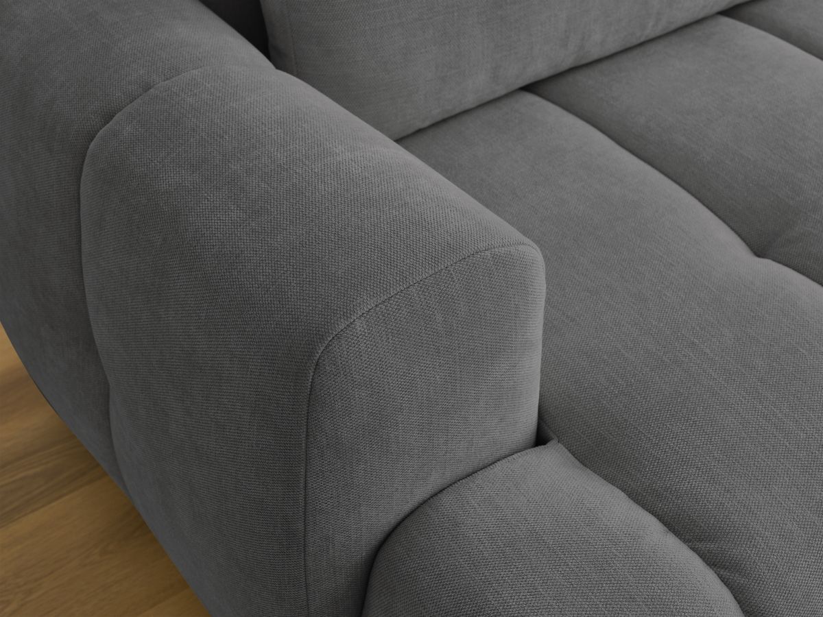 Bobochic Fuji Ecksofa mit Schlaffunktion und Bettkasten und Pouf 292 × 160 cm Stoff Dunkelgrau Ecke rechts