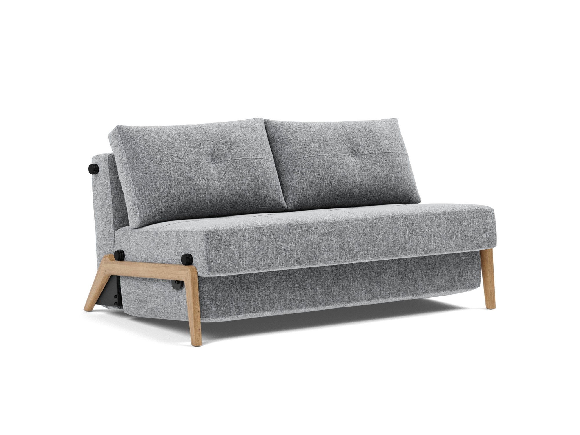 Schlafsofa Cubed 140 Strukturierter Stoff Twist 565-Granite Beine Eiche