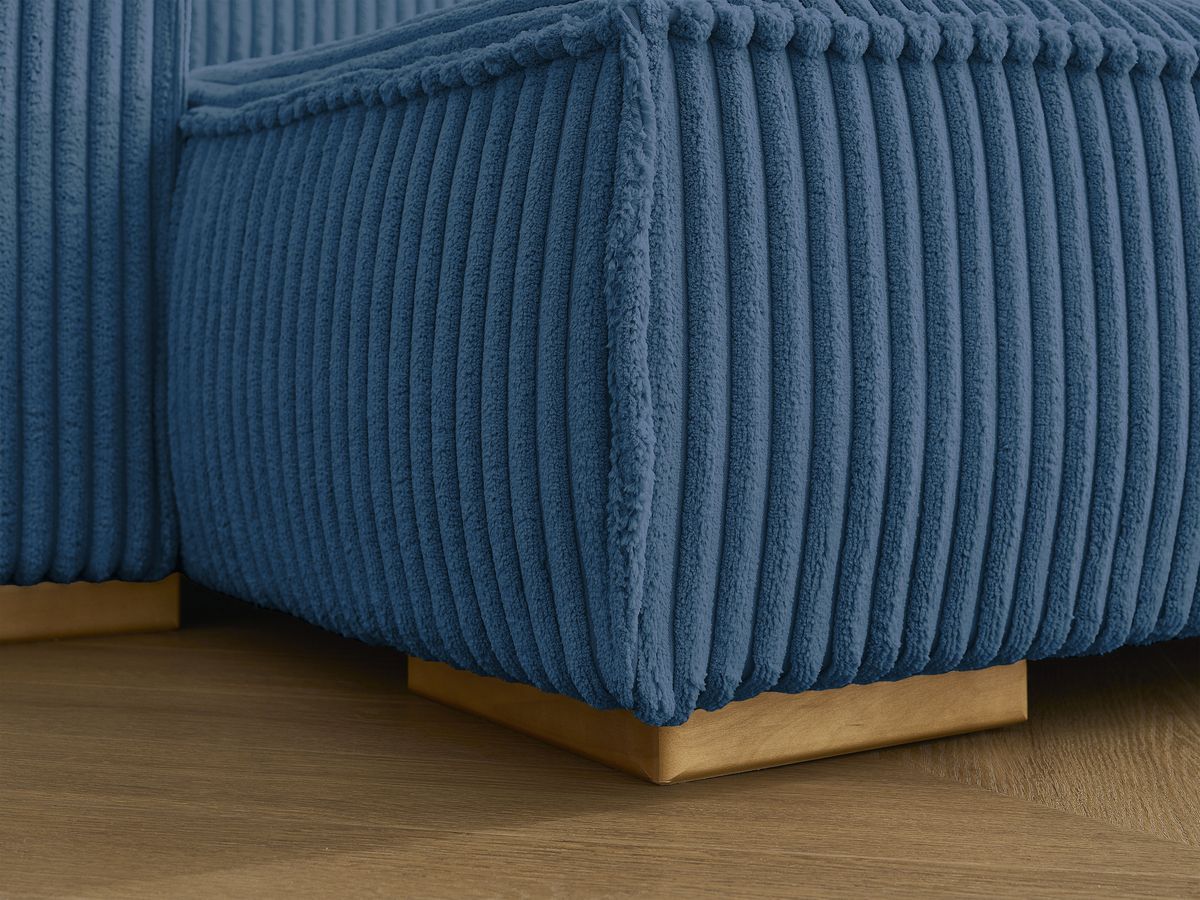 Bobochic Chelsea Ecksofa mit Schlaffunktion und Bettkasten Breitcord weich Dunkelblau