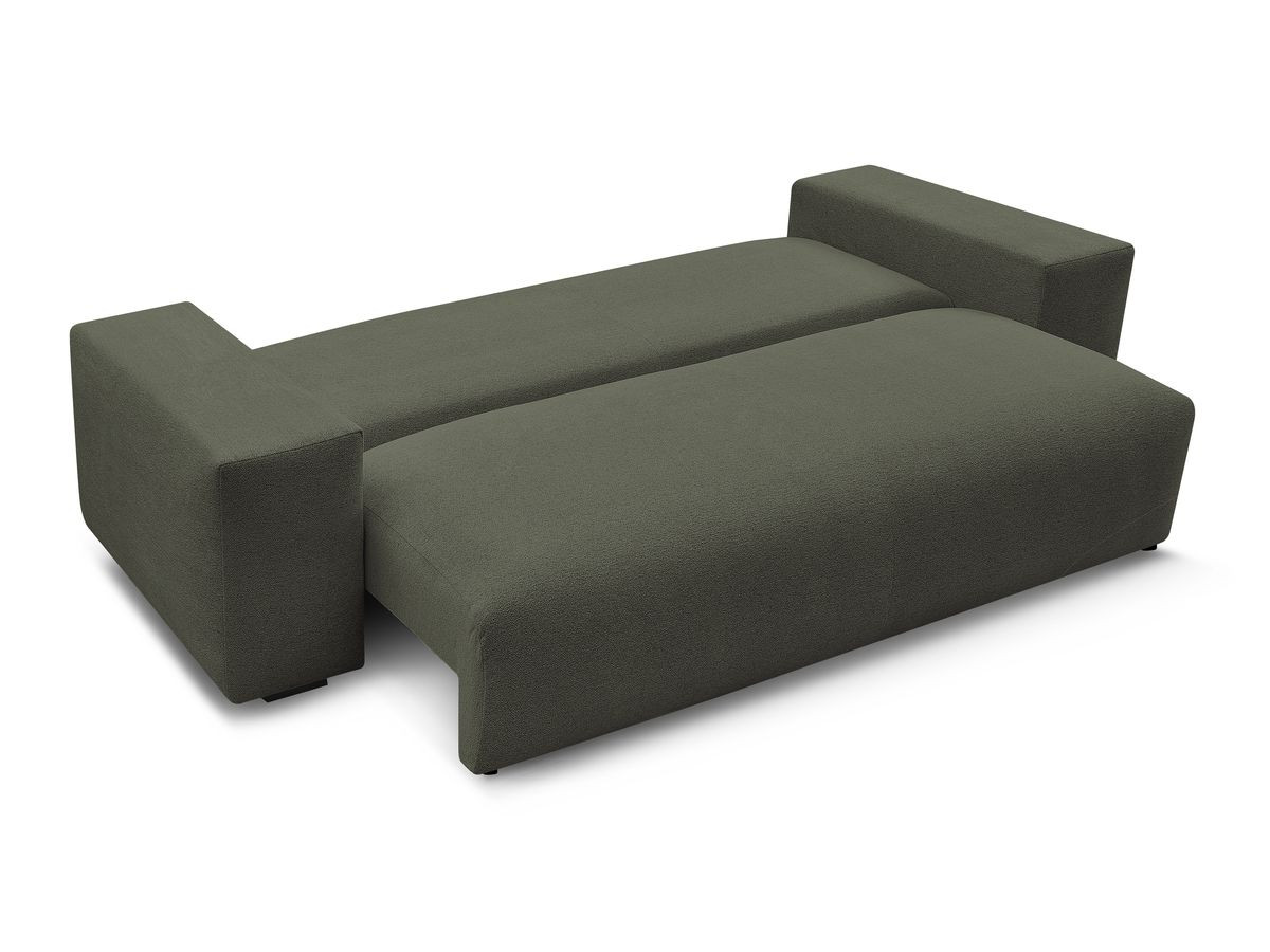 Bobochic Voltaire Schlafsofa 3-Sitzer mit Bettkasten Melange-Stoff Grün