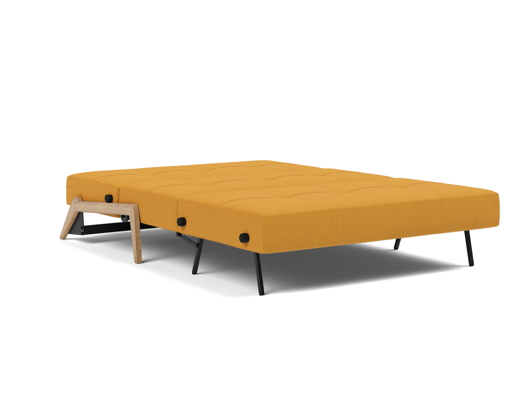 Schlafsofa Cubed 140 Flachgewebe Elegance 507-Burned-Curry Beine Eiche
