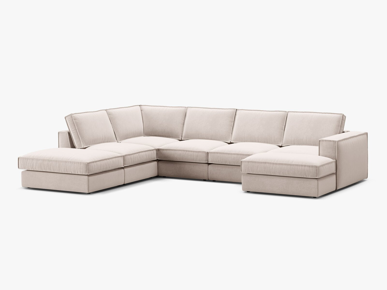 Micadoni modulares Panorama Ecksofa Pola 5-Sitzer Links Samt Salvador Beige