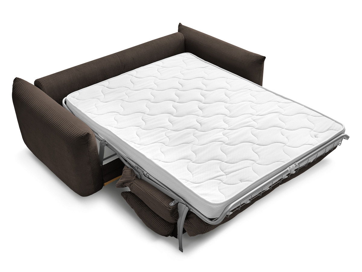 Bobochic Ernest Schlafsofa 3-Sitzer, Liegefläche 140 / 160 × 190 cm Cordsamt Braun, Liegefläche 140 × 190 cm