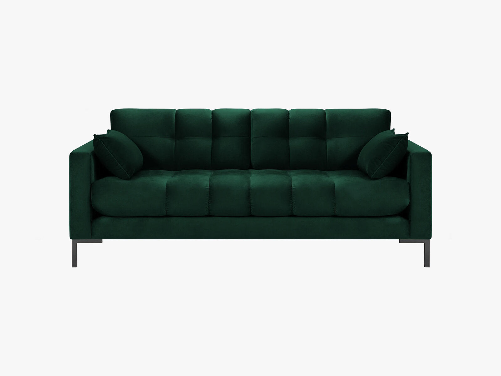 Micadoni Sofa Mamaia 2-Sitzer Samt Bluvel Flaschengrün schwarze Beine