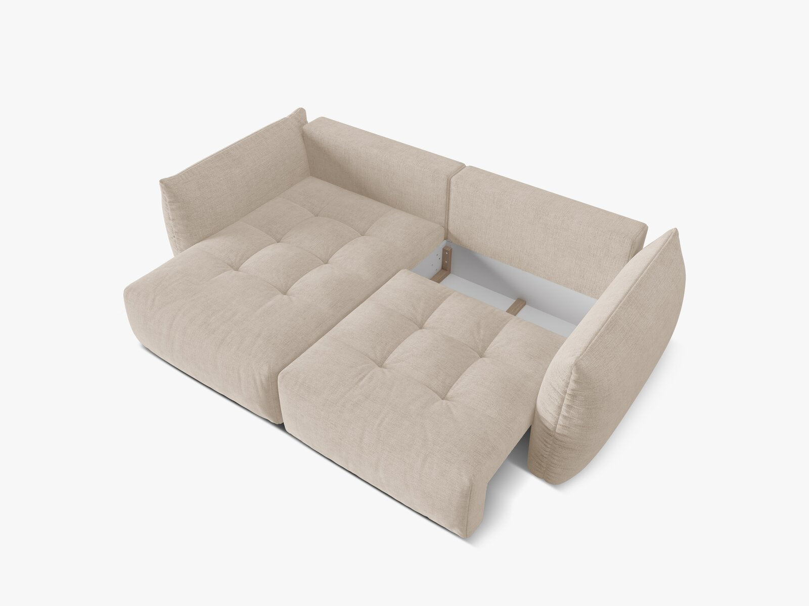 Micadoni Bloom Ecksofa 3-Sitzer mit Schlaffunktion Links Strukturierter Stoff Wind Helles Beige