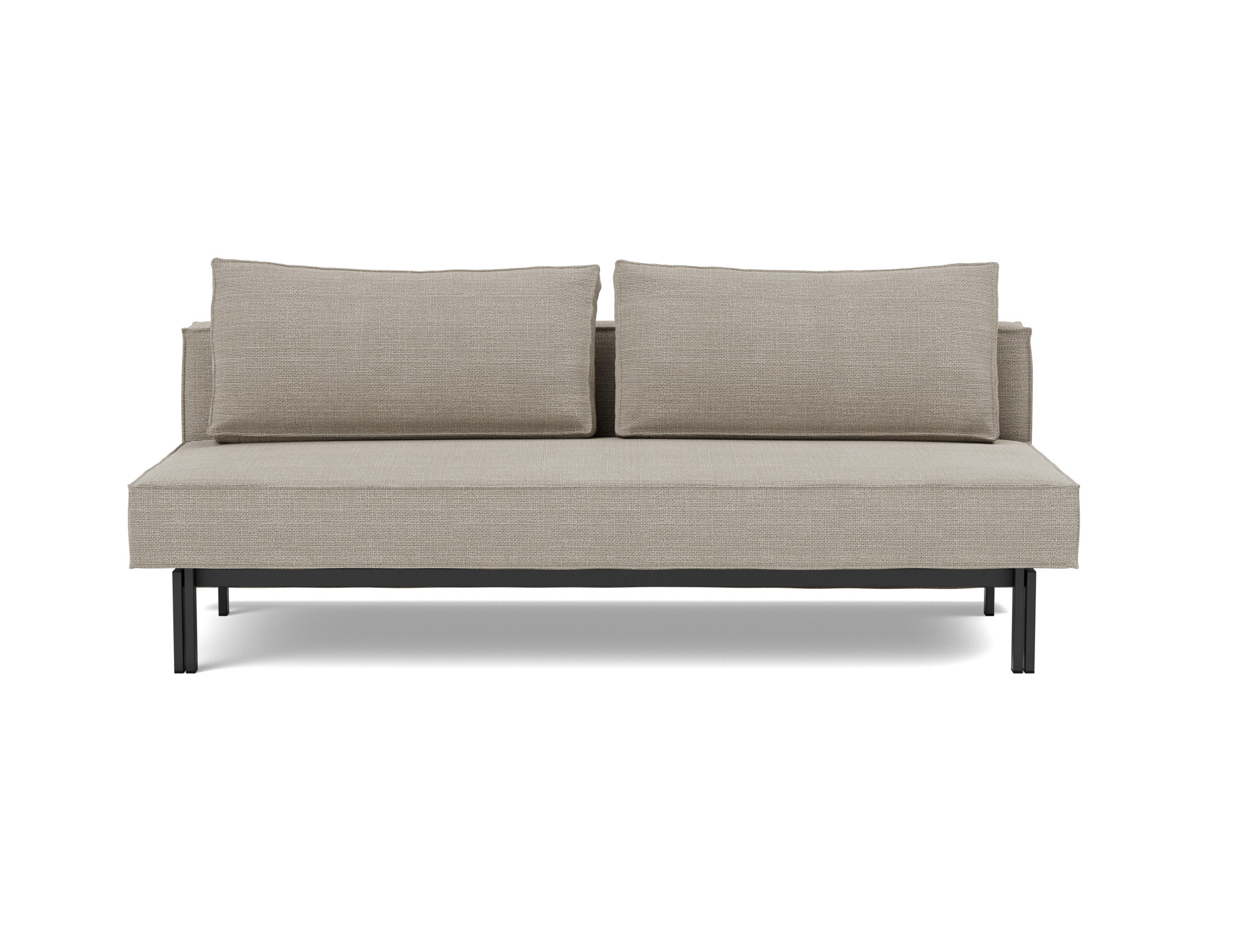 Schlafsofa Sly Strukturierter Stoff Kenya 579-Gravel Beine Schwarzes Metall