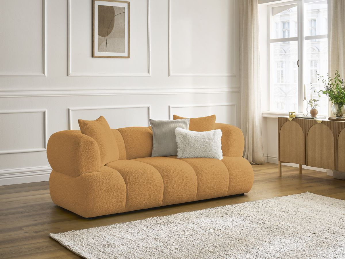 Bobochic Pamira Sofa 2-Sitzer Bouclé-Stoff Gelb