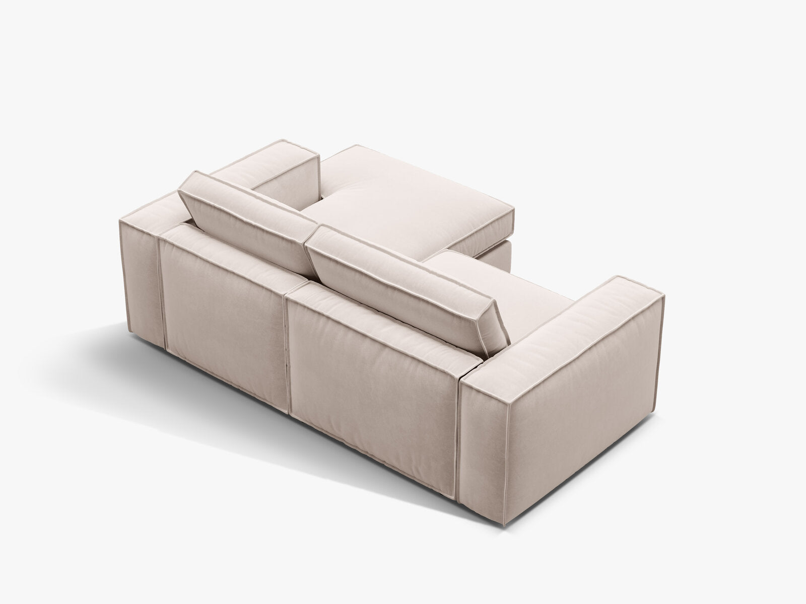 Micadoni modulares Ecksofa Pola 2-Sitzer kleine Version Rechts Samt Salvador Beige