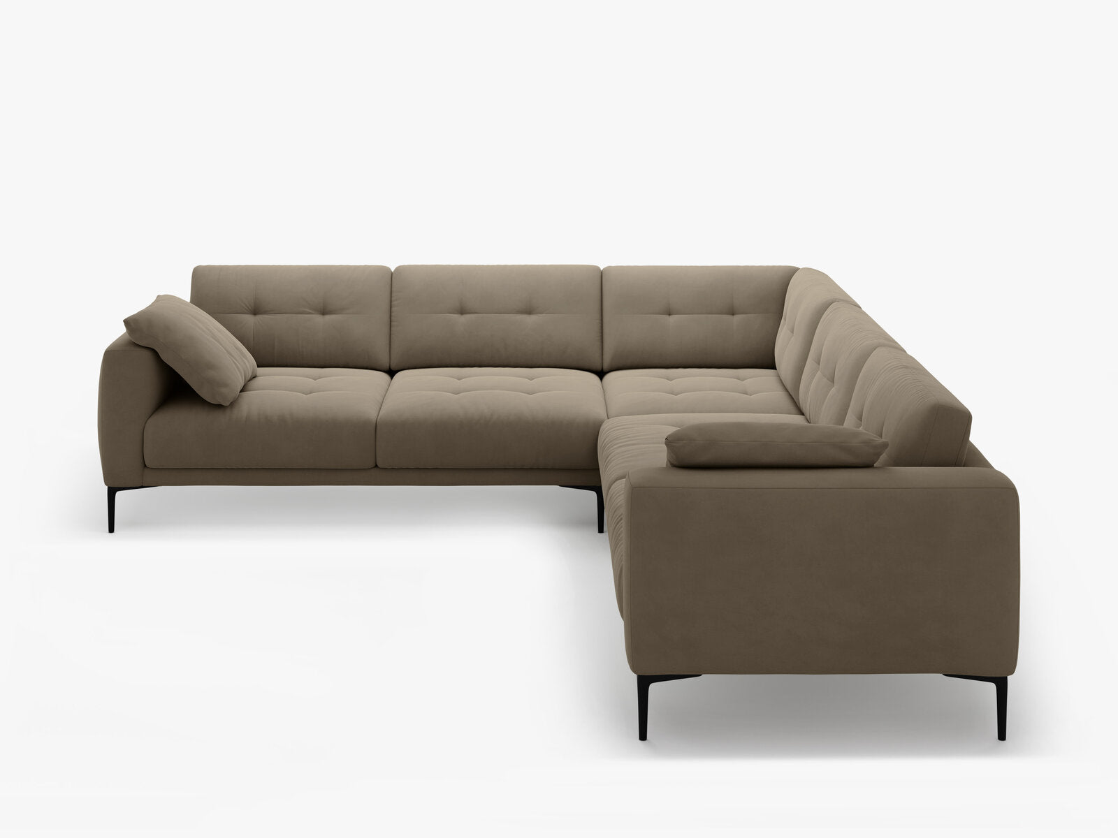 Micadoni Ecksofa Bemy 5-Sitzer Samt Grau Braun