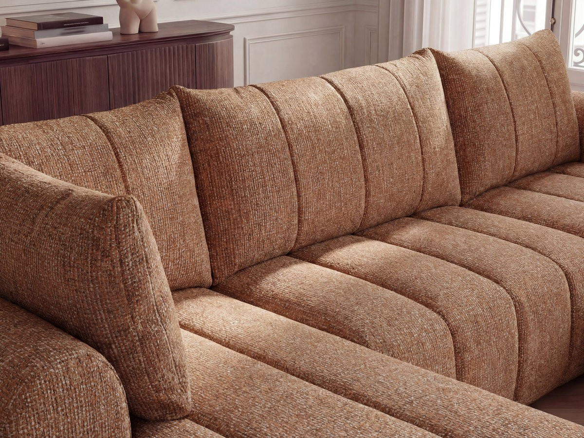 Bobochic Nesty Wohnlandschaft mit Pouf Melange-Stoff Orange Ecke rechts