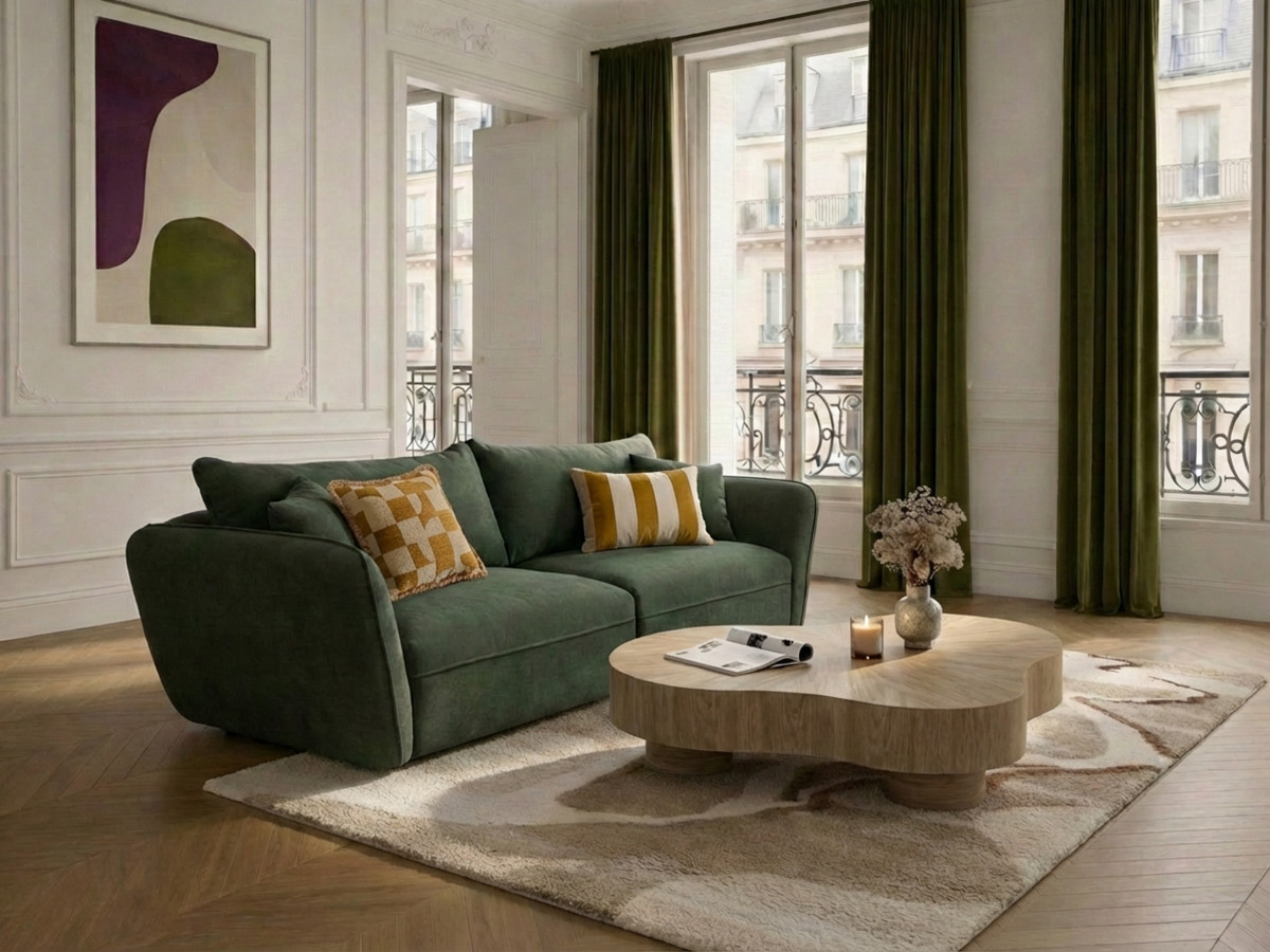 Bobochic Luigi Sofa 3-Sitzer Strukturstoff Grün