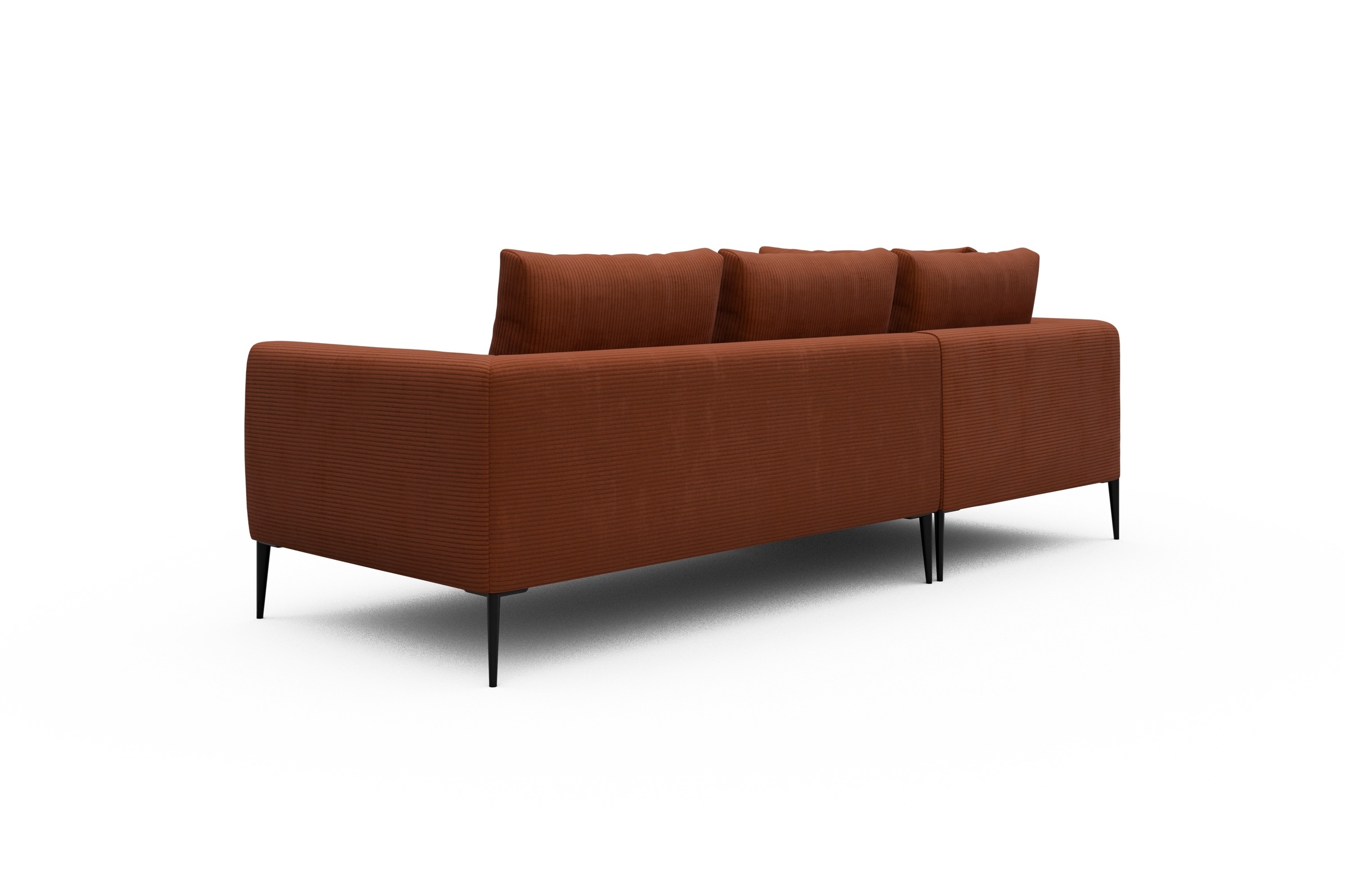 Ecksofa Paul Relax-Ecke links mit 2-Sitzer Corduroy-Burnt-Orange