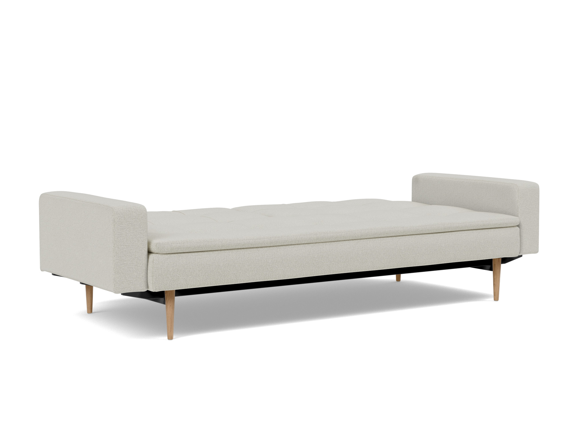 Schlafsofa Dublexo mit Armlehnen Flachgewebe Mixed Dance 527-Natural Beine Styletto Eiche hell
