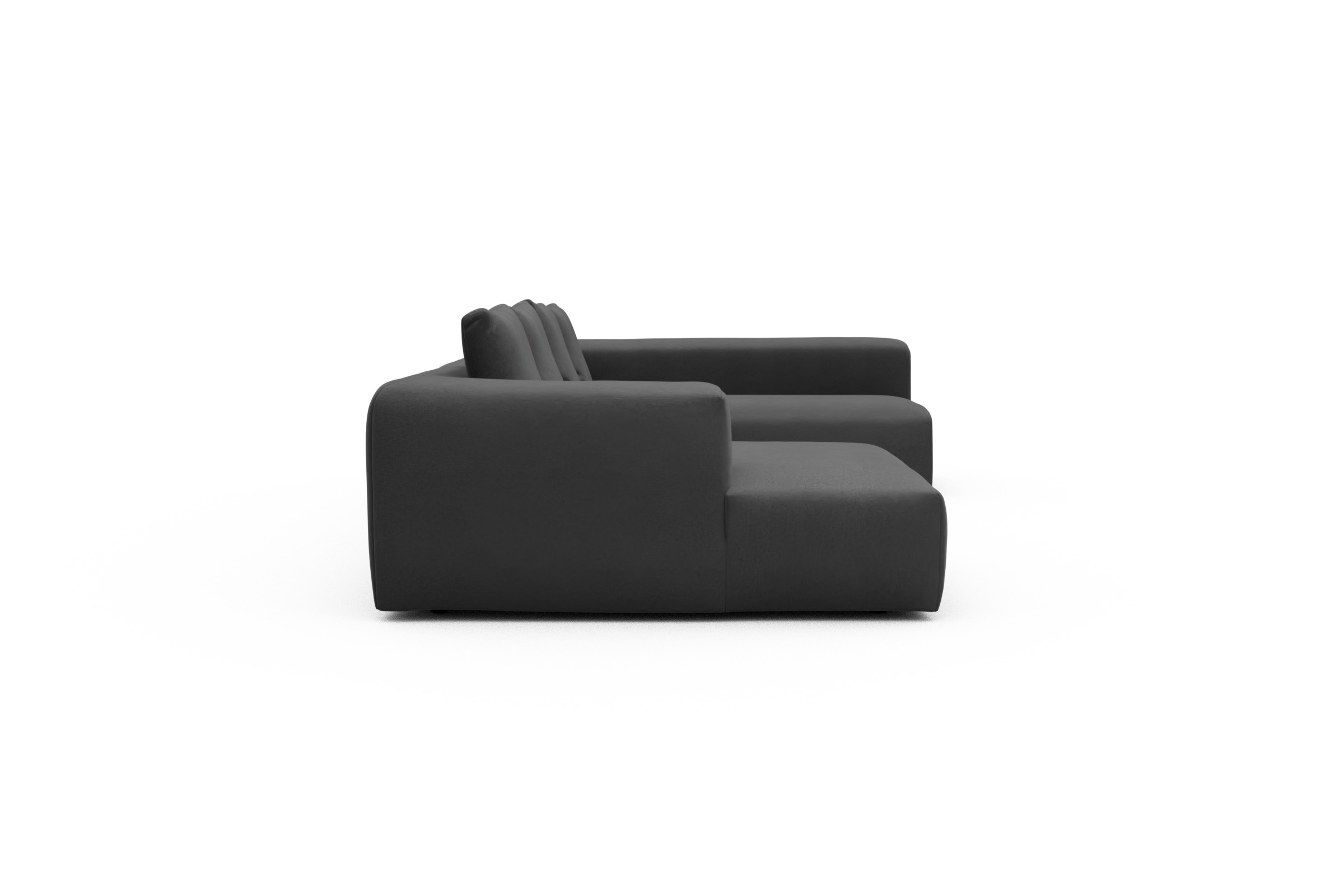 Wohnlandschaft Fred Chaiselongue links mit 2-Sitzer und lange Armlehne rechts Satya-Zinc