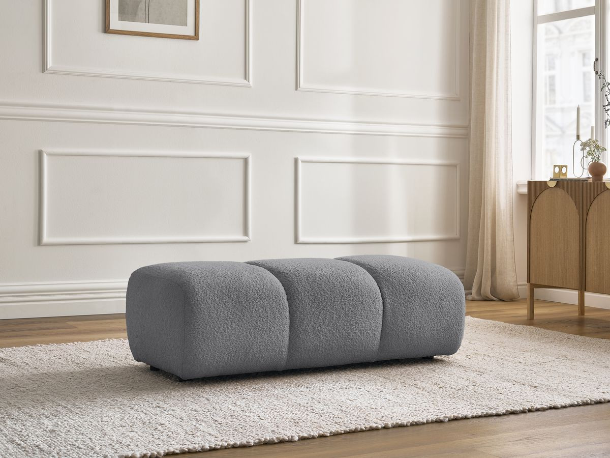 Bobochic Pamira Pouf Bouclé-Stoff Dunkelgrau