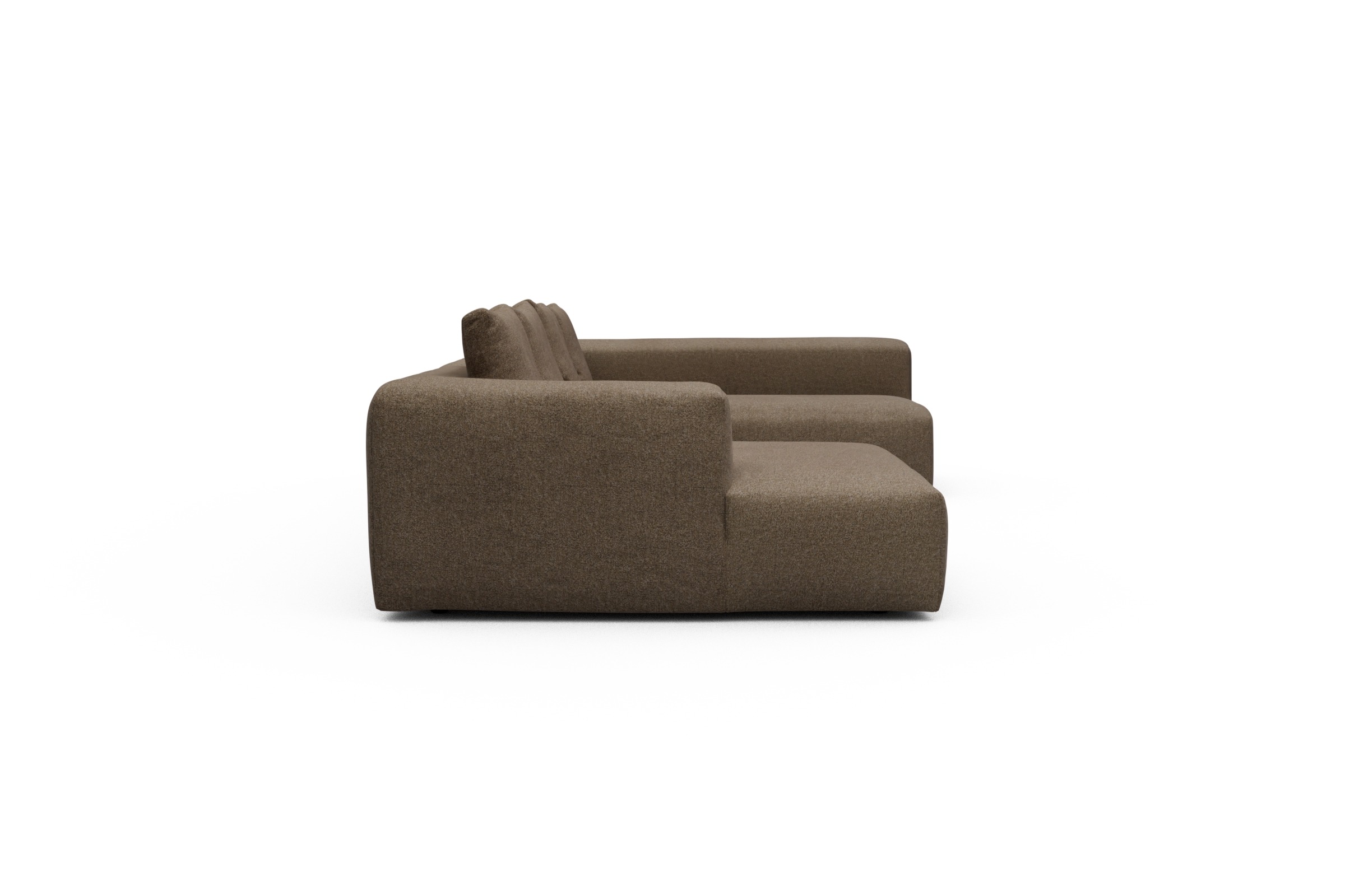 Wohnlandschaft Fred Chaiselongue links mit 2-Sitzer und lange Armlehne rechts Aivi-Khaki-Brown