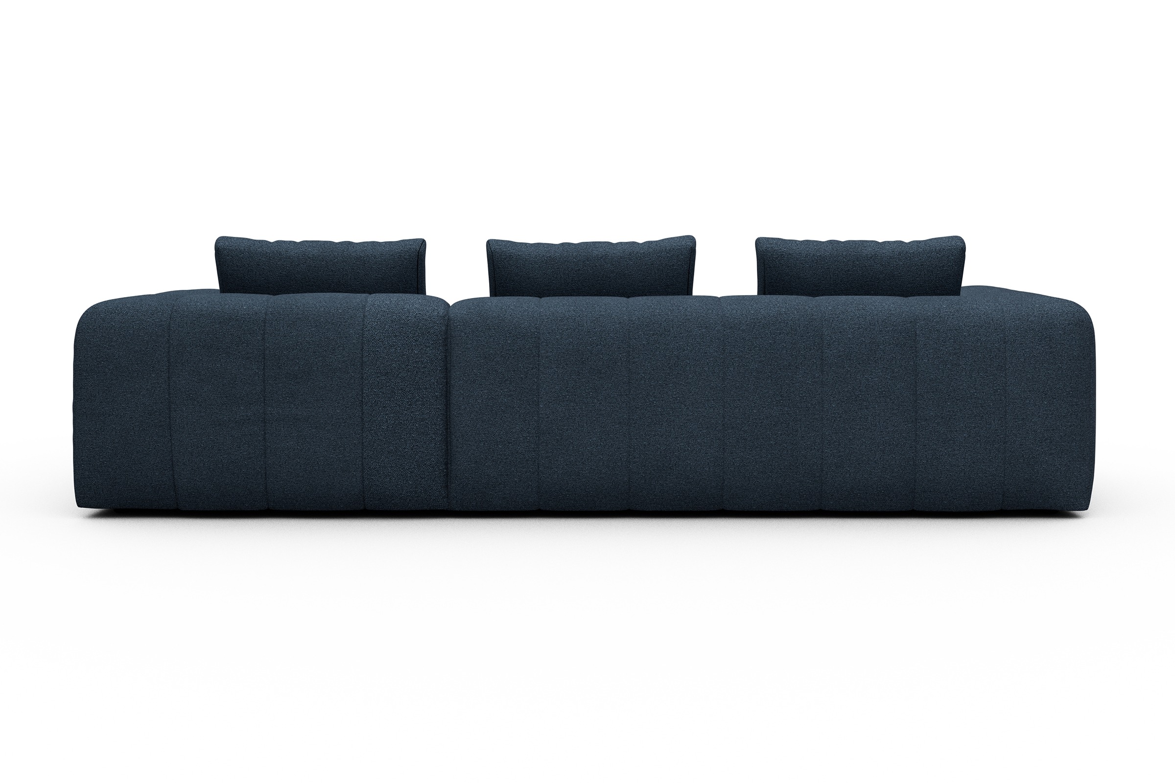 Ecksofa Hugo 2,5-Sitzer Armlehne links mit Chaiselongue Boucle-Blue