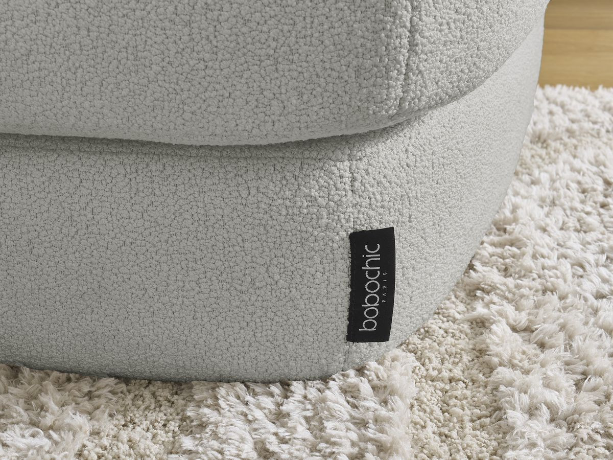 Bobochic Leonore Pouf Bouclé-Stoff Hellgrau