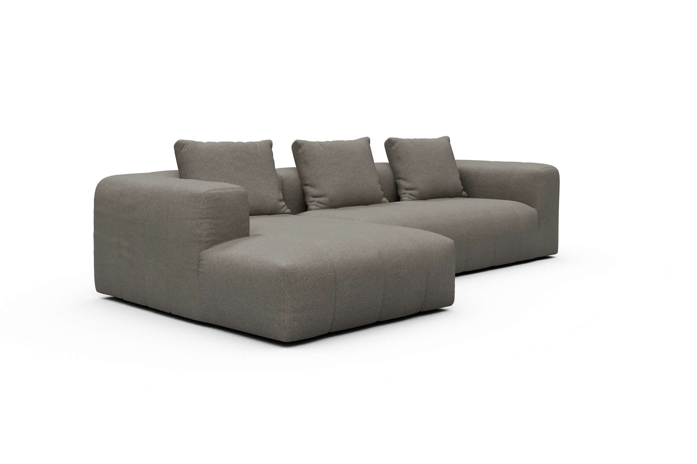 Ecksofa Hugo 2,5-Sitzer Armlehne rechts mit Chaiselongue Denari-Warm-Grey