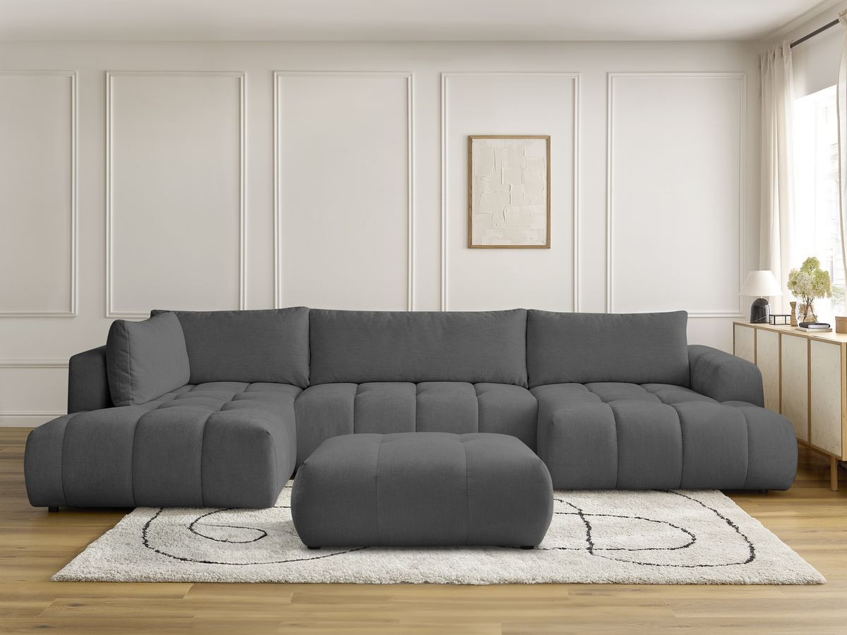 Bobochic Fuji Wohnlandschaft mit Pouf Stoff Dunkelgrau Ecke rechts