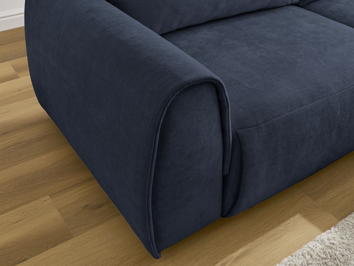 Bobochic Aden Ecksofa 246 × 152 cm Stoff Dunkelblau Ecke rechts