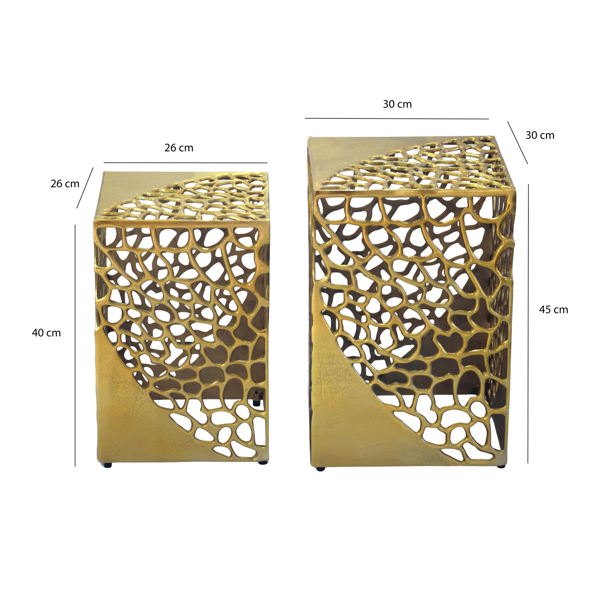 Satztisch 2er-Set Vevelstad Aluminium Gold 30 × 30 × 45 cm