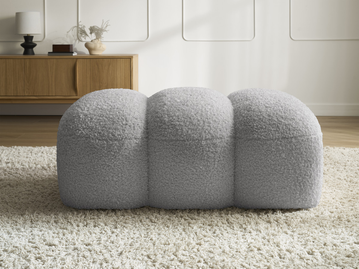 Bobochic Hippolyte Pouf Bouclé-Stoff Hellgrau