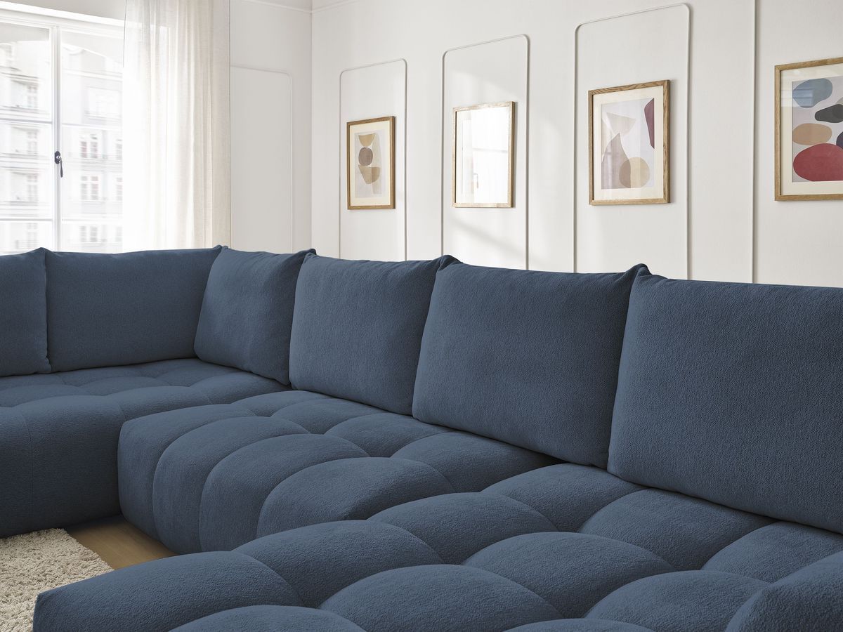 Bobochic Everest Wohnlandschaft, 6 Kissen Melange-Stoff Dunkelblau Ecke rechts